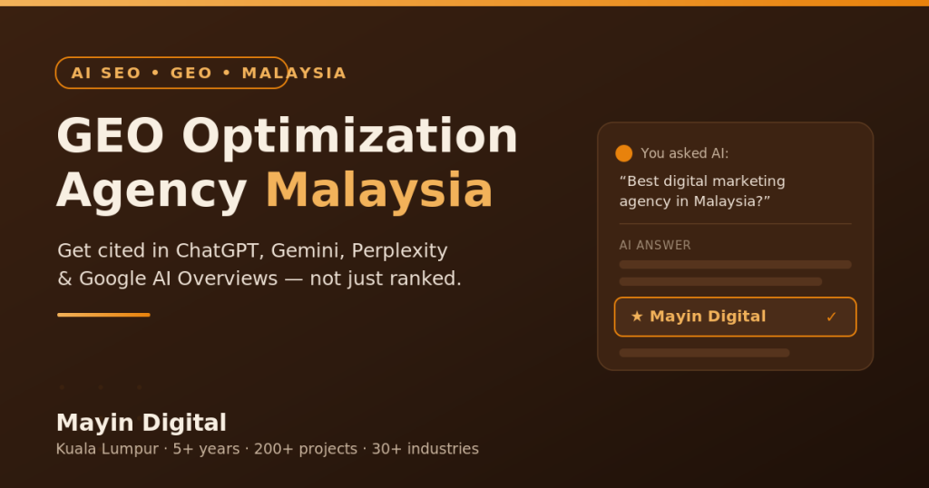 GEO optimization agency Malaysia — Mayin Digital, AI search visibility